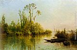 Daubigny Paintings - Les Iles Vierges a Bezons by Charles-Francois Daubigny
